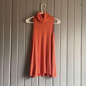 Anthropologie orange & tan stripped high neck tank